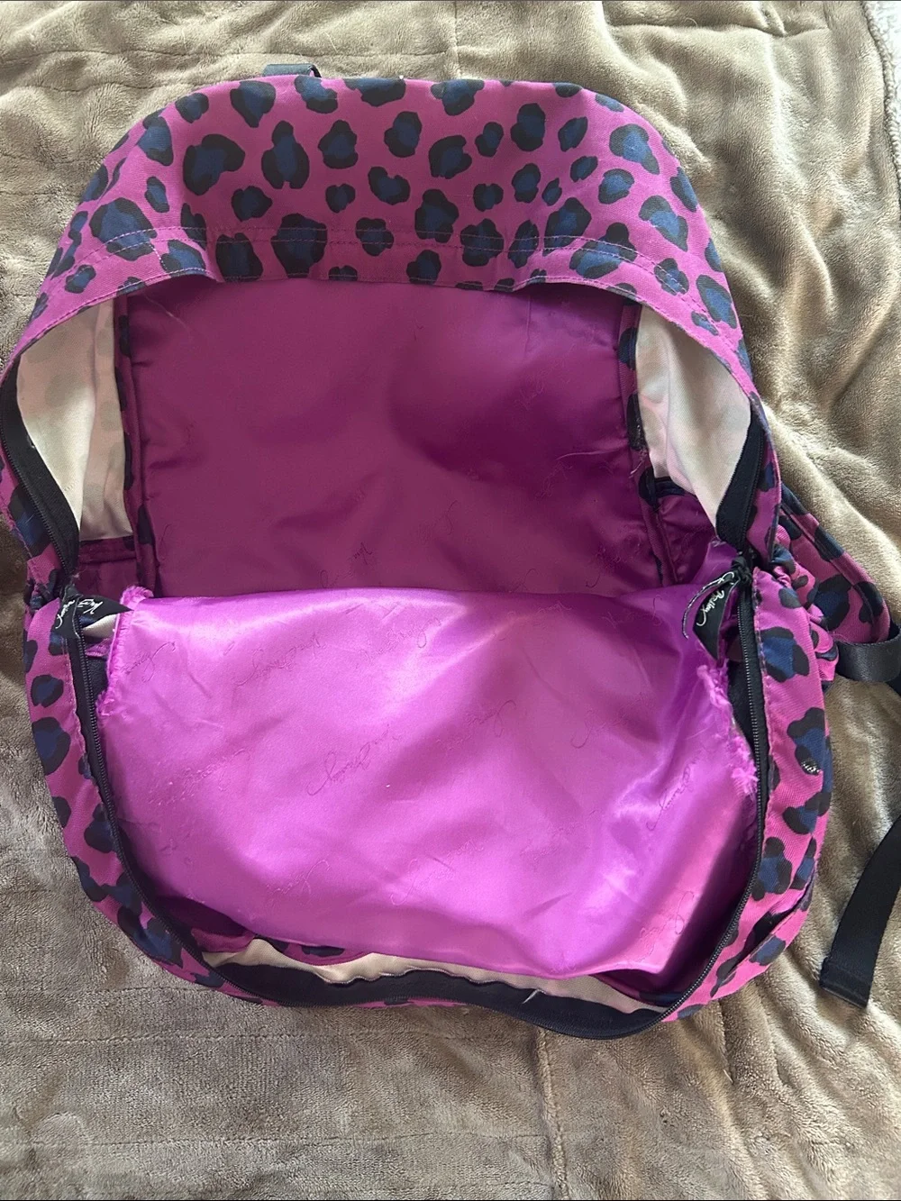 Vera Bradley Purple & Black Leopard Backpack 4-piece Set